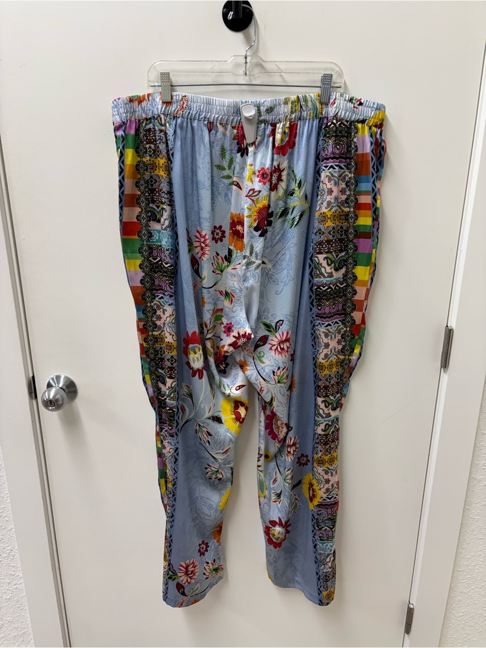 NWT Johnny Was Rainbow Liza Side Stripe Wide-Leg Silk Pants - Picture 8 of 10